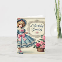  Waterverf Verjaardag Kaart – Retro