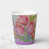 Waterverf Verjaardag Kinder Roze Tulp Papieren bek Bekers (Achterkant)