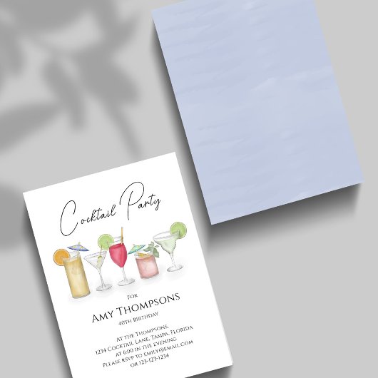 Waterverf Verjaardag Kleurrijke Cocktails Kaart