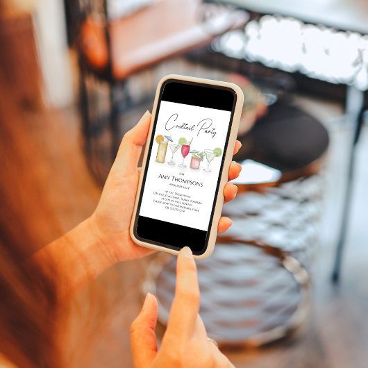 Waterverf Verjaardag Kleurrijke Cocktails Kaart