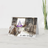 Waterverf Verjaardag Koe in Schuur Kaart (Voorkant)