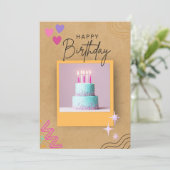 Waterverf Verjaardag Uitnodiging Kaart (Staand voorkant)