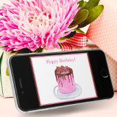 Waterverf Verjaardags Chocolade Aardbeien Cake Kaart