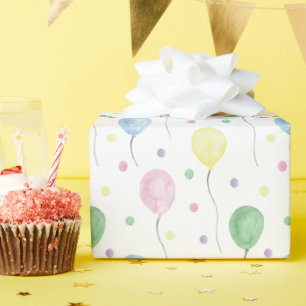 Waterverf Verjaardagsballonnen & Confetti Cadeaupapier