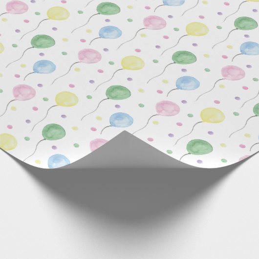 Waterverf Verjaardagsballonnen & Confetti Cadeaupapier (Hoek)