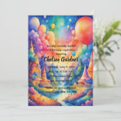 Waterverf Verjaardagsballonnen Fantasy Landscape Kaart (Staand voorkant)