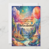 Waterverf Verjaardagsballonnen Fantasy Landscape Kaart (Voorkant)