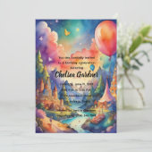 Waterverf Verjaardagsballonnen Fantasy Landscape Kaart (Staand voorkant)