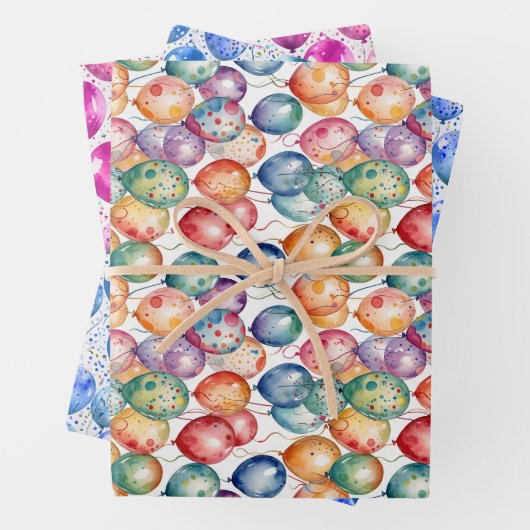 Waterverf Verjaardagsballonnen Inpakpapier Vel (In situ)