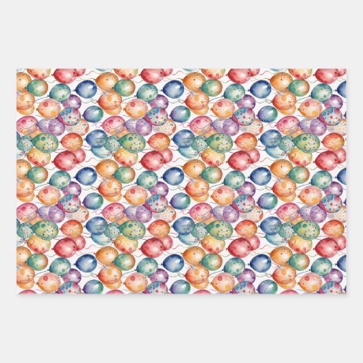 Waterverf Verjaardagsballonnen Inpakpapier Vel (Voorkant)