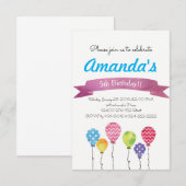 Waterverf Verjaardagsballonnen Uitnodigingen (Voorkant / Achterkant)
