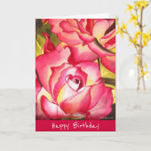 Waterverf verjaardagsbloem kunst van roze rozen kaart (Gele Bloem)