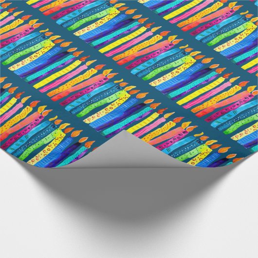 Waterverf verjaardagscandles kleurig cadeaupapier (Hoek)