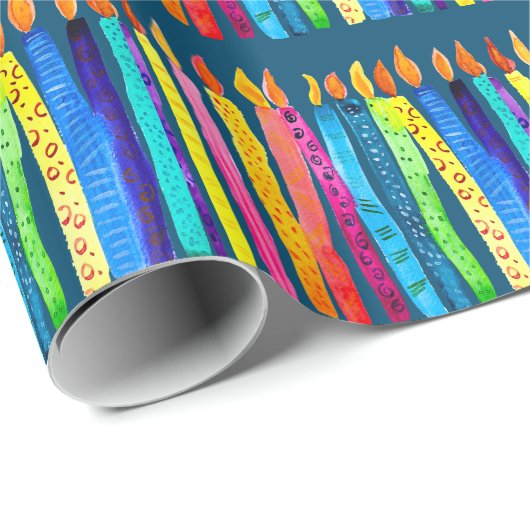 Waterverf verjaardagscandles kleurig cadeaupapier (Rol Hoek)
