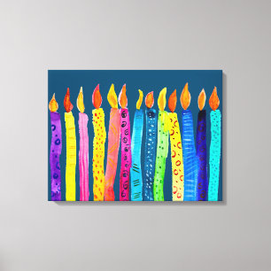 Waterverf verjaardagscandles kleurig canvas afdruk