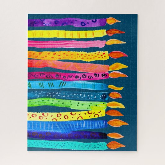 Waterverf verjaardagscandles kleurig legpuzzel (Verticaal)