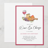 Waterverf verjaardagsfeestje met wijn en kaas kaart (Voorkant / Achterkant)