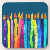 Waterverf verjaardagskaarsen bier onderzetter (Voorkant)