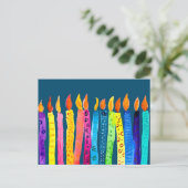 Waterverf verjaardagskaarsen briefkaart (Staand voorkant)