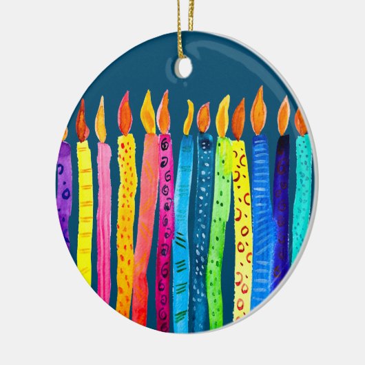 Waterverf verjaardagskaarsen keramisch ornament (Links)