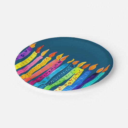 Waterverf verjaardagskaarsen papieren bordje (Gekanteld)