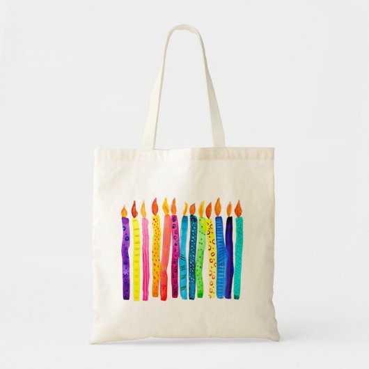 Waterverf verjaardagskaarsen tote bag (Voorkant)