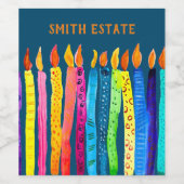 Waterverf verjaardagskaarsen wijn etiket (Enkel label)