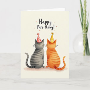 Waterverf Verjaardagskaart voor Katten Kaart