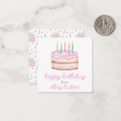 Waterverf verjaardagstaart cadeaubijlage notitiekaartje (Voorkant / Achterkant in situ)
