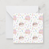 Waterverf verjaardagstaart cadeaubijlage notitiekaartje (Achterkant)