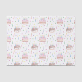 Waterverf Verjaardagstaart & Confetti Tissuepapier