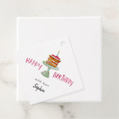 Waterverf verjaardagstaart Happy Birthday cadeau L Bedankjes Labels (In situ)