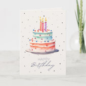 Waterverf verjaardagstaart kaart (Voorkant)