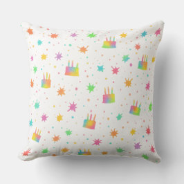 Waterverf Verjaardagstaart Kleurige Verfspatten Kussen