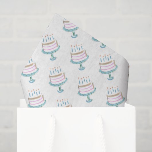 Waterverf verjaardagstaart kunst kaarsen viering tissuepapier (Cadeauzakje)