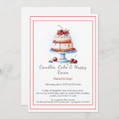 Waterverf verjaardagstaart uitnodiging - Sweet (Voorkant / Achterkant)