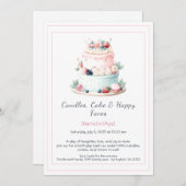 Waterverf verjaardagstaart uitnodiging - Sweet (Voorkant / Achterkant)