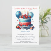 Waterverf verjaardagstaart uitnodiging - Sweet (Staand voorkant)