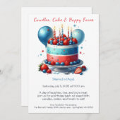 Waterverf verjaardagstaart uitnodiging - Sweet (Voorkant / Achterkant)