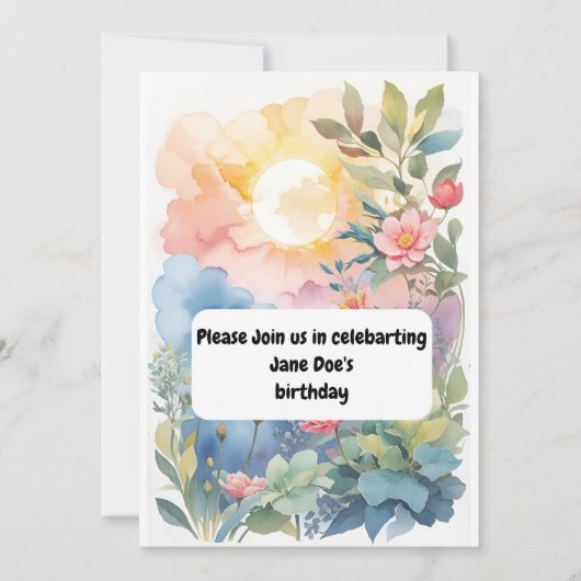waterverf verjaardagsuitnodiging kaart (Voorkant)