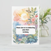 waterverf verjaardagsuitnodiging kaart (Staand voorkant)