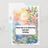 waterverf verjaardagsuitnodiging kaart (Voorkant / Achterkant)