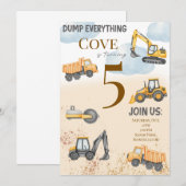 Waterverf verjaardagsuitnodiging met bouwthema kaart (Voorkant / Achterkant)