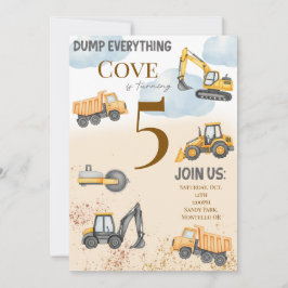 Waterverf verjaardagsuitnodiging met bouwthema kaart