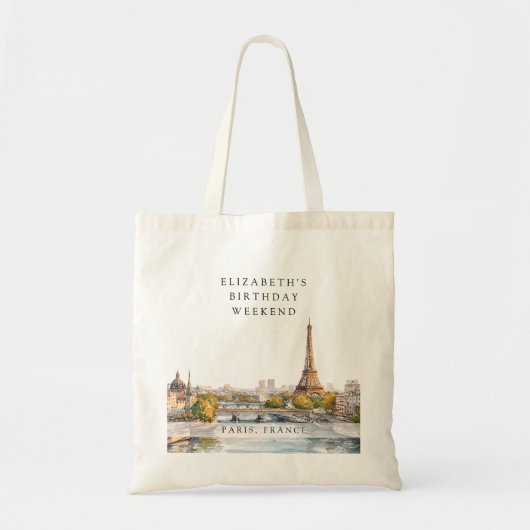 Waterverf verjaardagsweekend Paris Silhouet Tote Bag (Voorkant)