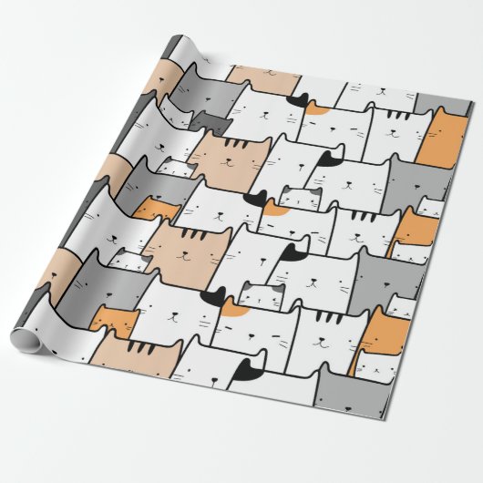 Waterverf verkuilt kleine kattenkattenbakken cadeaupapier (Uitgerold)