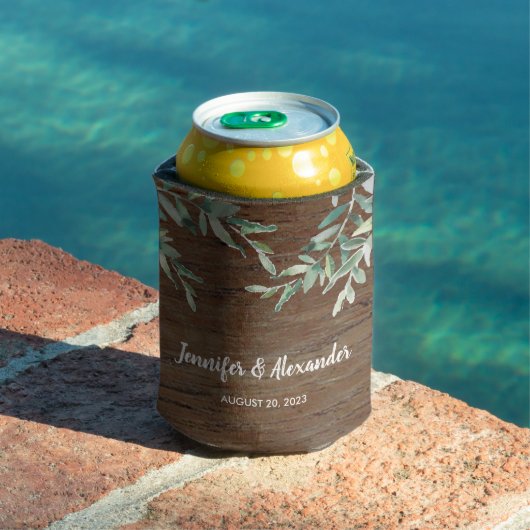 Waterverf verlaat bijtend hout Bride Groom Wedding Blikjeskoeler (Insitu Zwembad)