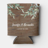 Waterverf verlaat bijtend hout Bride Groom Wedding Blikjeskoeler (Voorkant)