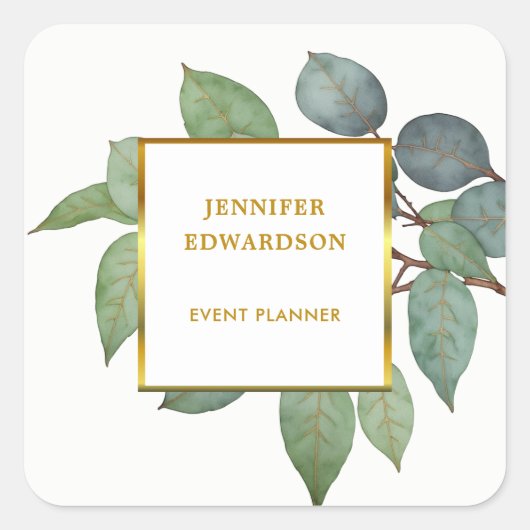 Waterverf verlaat botanisch professioneel label (Voorkant)