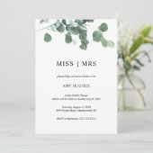 Waterverf verlaat bruidsdouche uitnodiging (Staand voorkant)